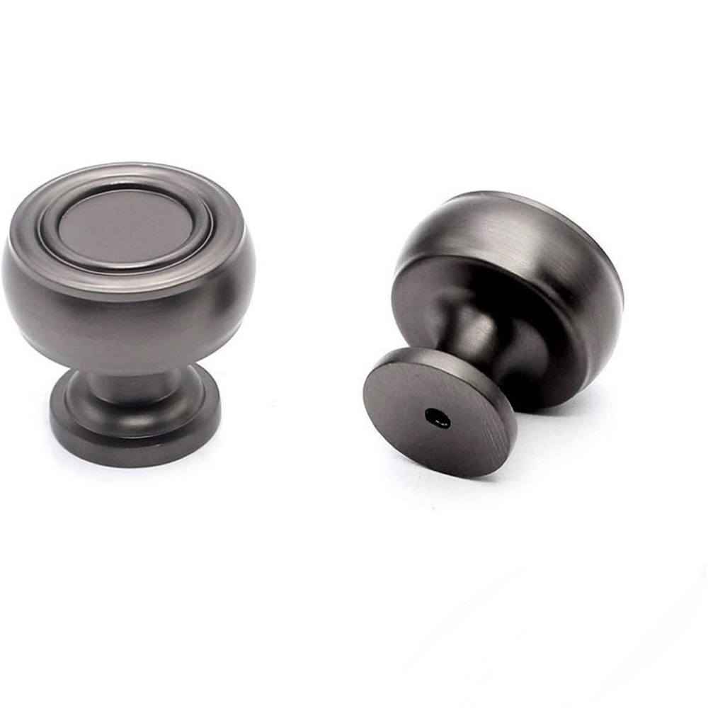 Antique Round Solid Cabinet Knobs 15 Pack 1.1" Diameter Metal Drawer- pearl gray